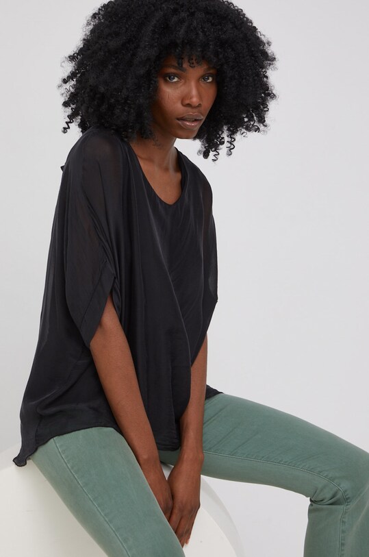 Answear Lab bluzka jedwabna SILK czarny 6031.DB