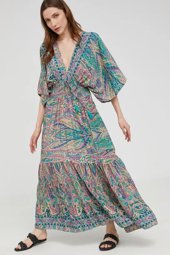 Answear Lab sukienka jedwabna Silk Blended zielony 1165..DB