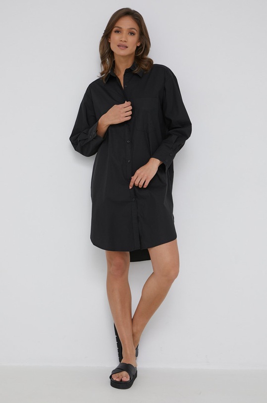 Bombažna obleka Answear.LAB Oversize črna ZC2078.1w