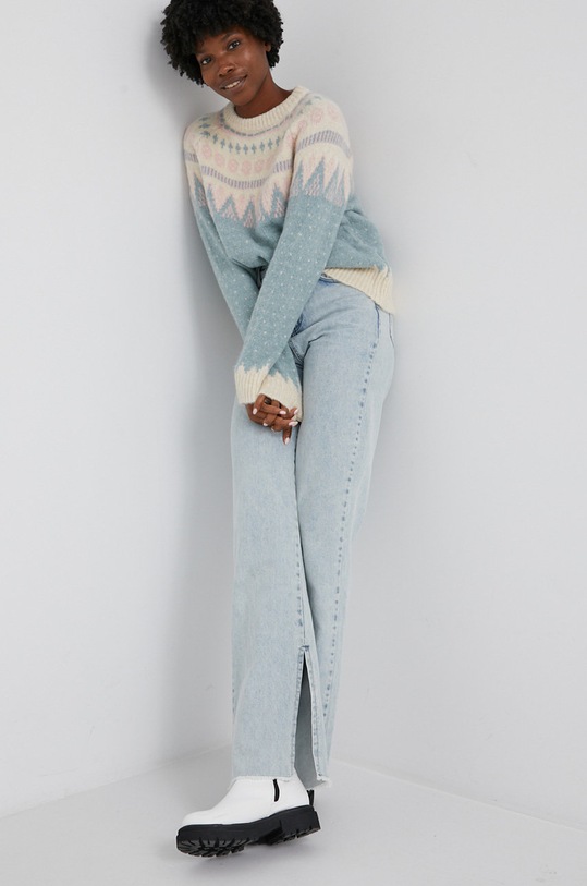 Answear Lab Sweter z domieszką wełny Y1093.3KR turkusowy WZ21