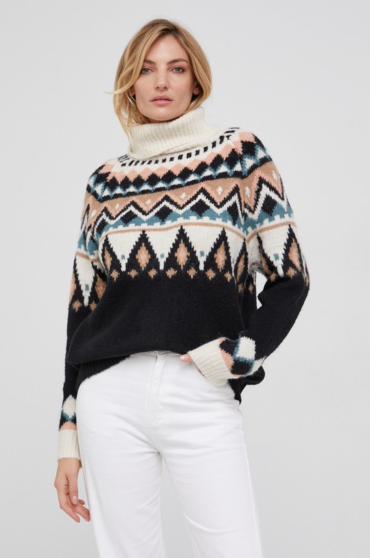 Answear Lab Sweter z domieszką wełny z domieszką wełny czarny IY21715.AJ