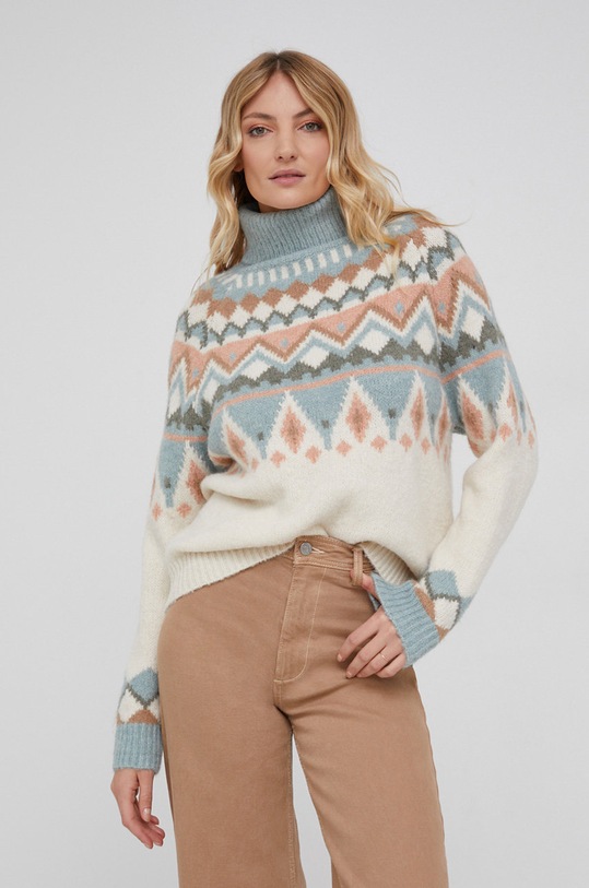 Answear Lab Sweter z domieszką wełny turkusowy IY21715.1.AJ