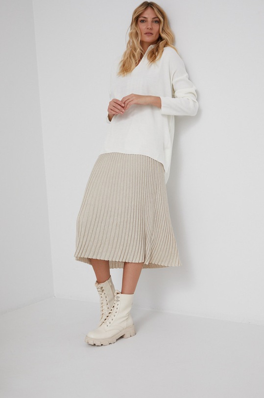 Answear Lab Sweter z domieszką wełny szpic beżowy 21K1309.1.AJ