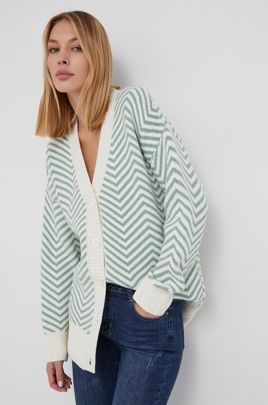 Answear Lab Cardigan de lână cu modele turcoaz A91831.1.AJ
