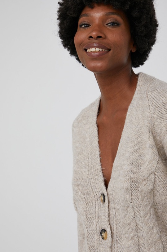 Answear Lab Kardigan z domieszką wełny beżowy WW22.SWD028