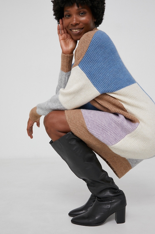 Answear Lab Sweter z domieszką wełny okrągły beżowy 4483.2KR