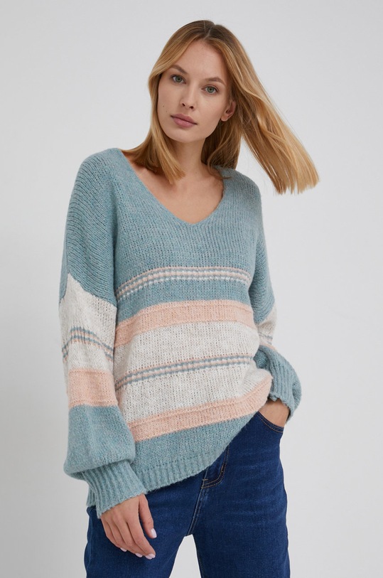Answear Lab Sweter z wełną szpic zielony 2198.1KR