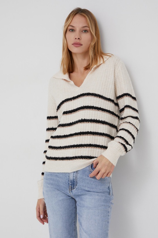 Vlněný svetr Answear.LAB V výstřih béžová MC18896.AJ