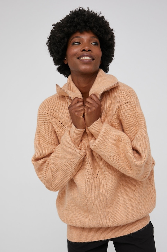 Answear Lab Sweter z wełną zapinany różowy T1241.AJ