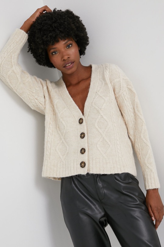 Answear Lab Kardigan z wełną beżowy DEP.2.MB