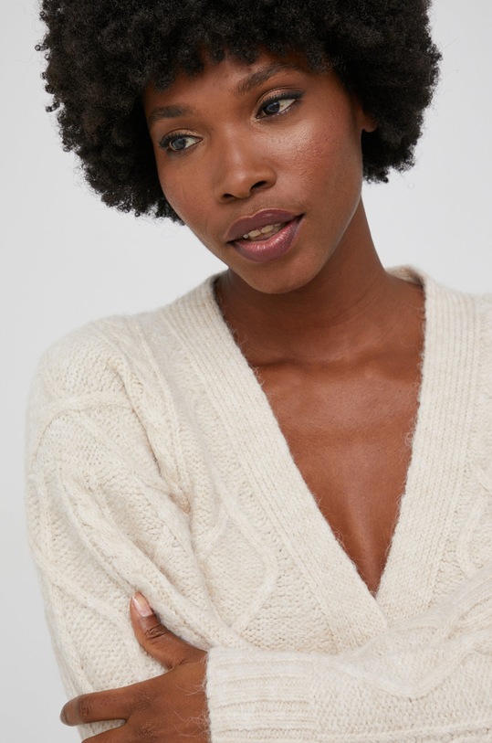 Answear Lab Kardigan z wełną DEP.2.MB beżowy