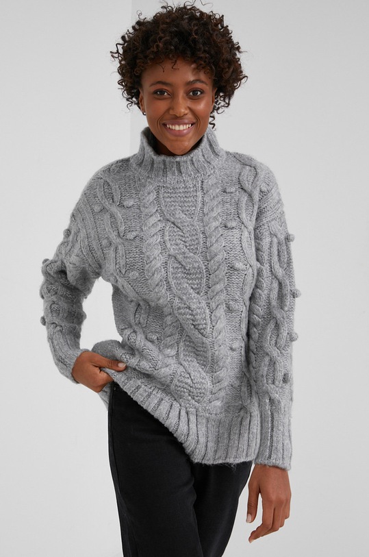 Answear Lab Sweter z wełną półgolf szary 2112.2KR