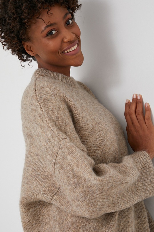 Answear Lab Sweter z wełną beżowy 4517.1.KR