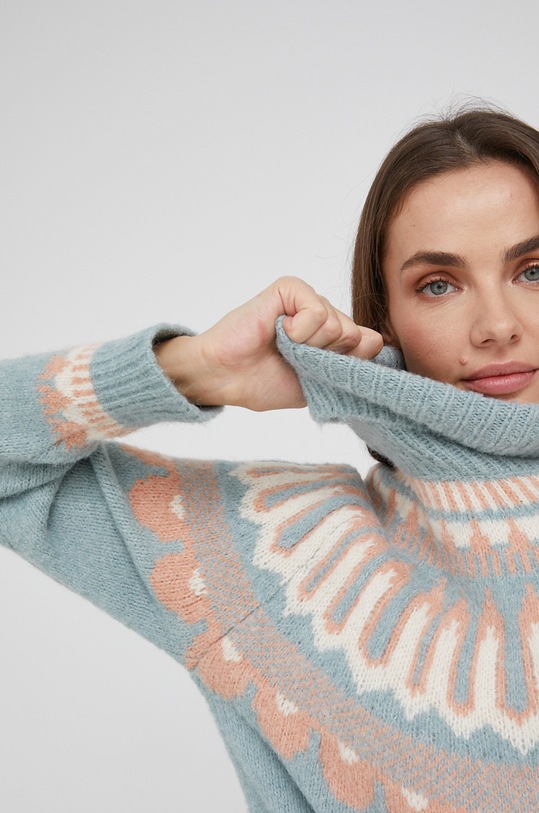 Answear Lab Sweter z wełną z domieszką wełny niebieski 364.KR