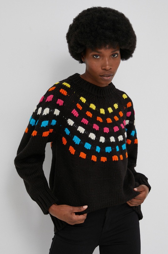 Answear Lab Sweter z wełną 24097.MB czarny WW22