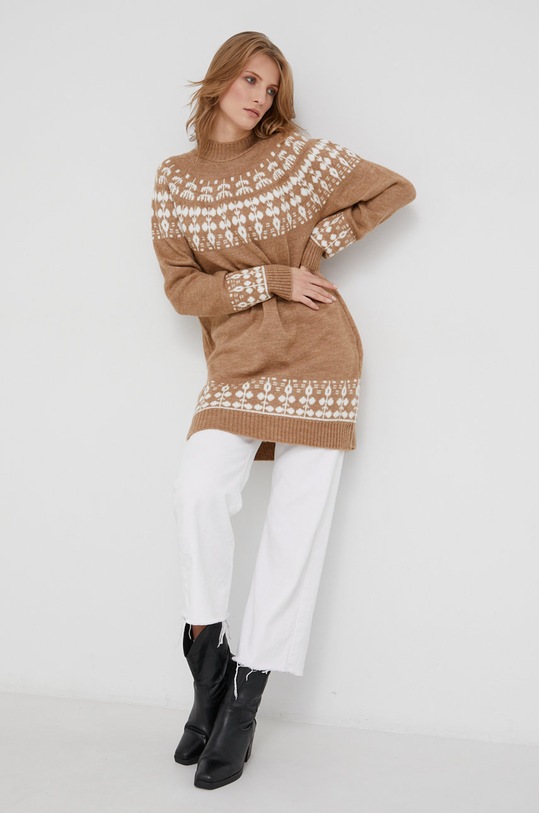 Answear Lab Sweter z wełną 7920.MB brązowy WW22