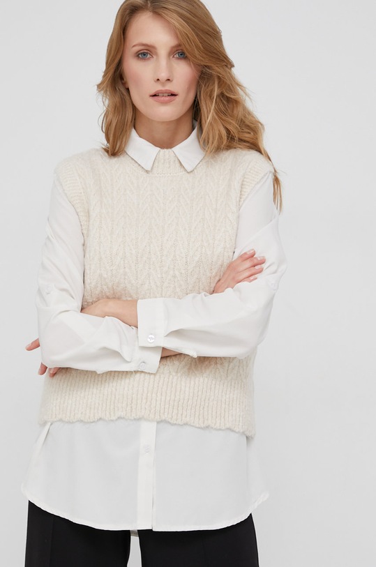 Answear Lab Kamizelka z wełną beżowy 4482.1KR