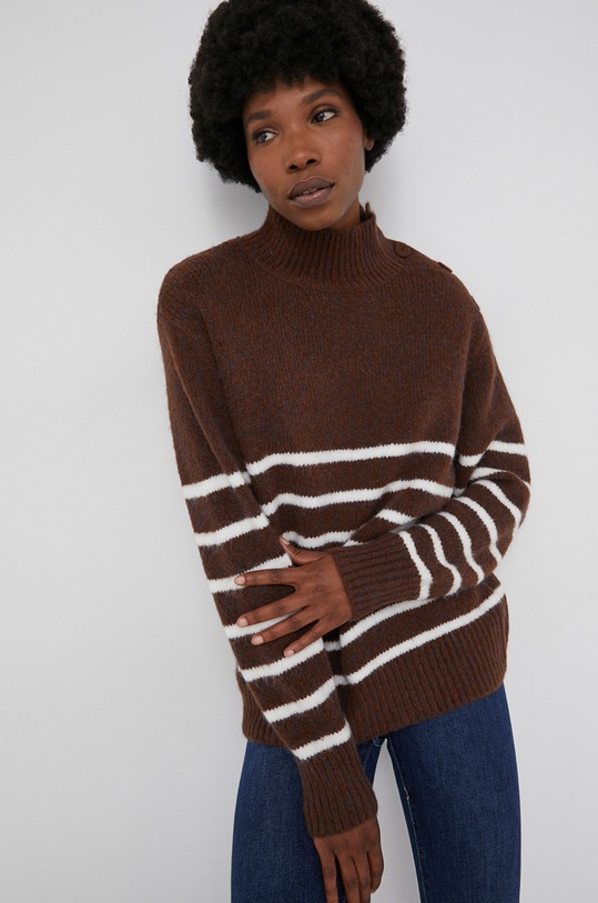 Answear Lab Sweter z wełną półgolf brązowy MC18889.1.2.AJ