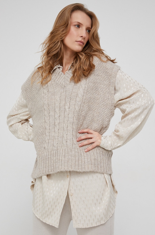 Answear Lab Kamizelka z wełną 19668.MB beżowy WW22