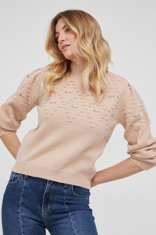 Answear Lab Sweter aplikacja beżowy sw23.AJ