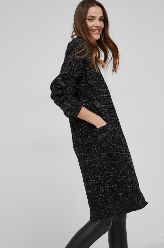 Answear Lab Cardigan de lână melanj negru 24104.DA