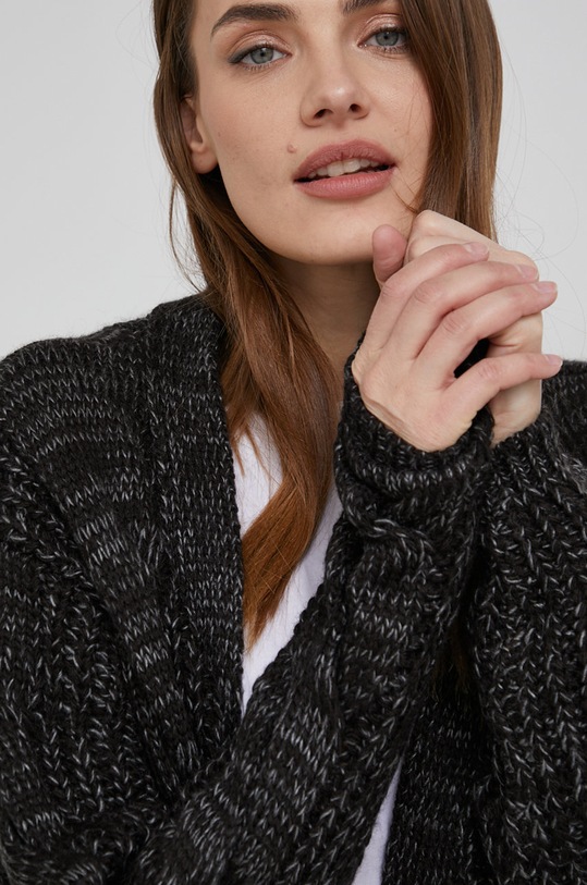Answear Lab Kardigan z wełną czarny 24104.DA