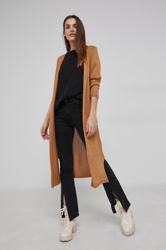 Answear Lab Kardigan z domieszką wełny 2078.2KR brązowy WW22