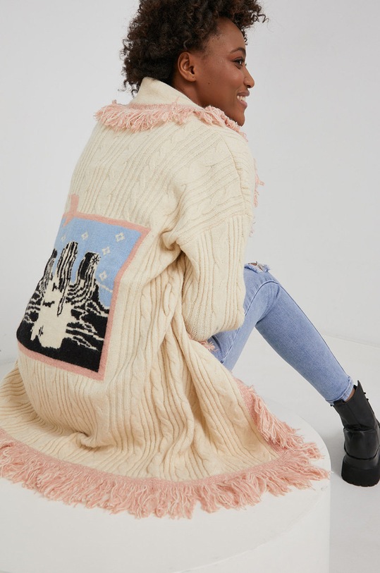 Vuneni kardigan Answear.LAB s dodatkom vune bež 2932.AJ