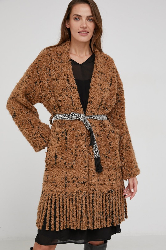 Answear Lab Kardigan z wełną brązowy 4016.2KR