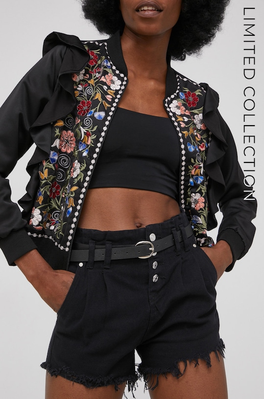 Answear Lab szorty jeansowe answear.LAB X limitowana kolekcja festiwalowa BE BRAVE bawełna czarny A50.10.1W