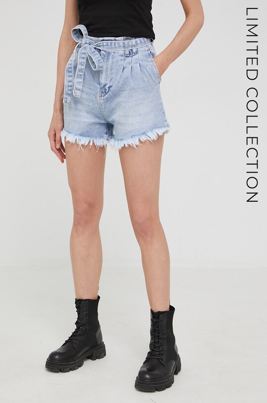 Answear Lab X limited festival collection BE BRAVE pantaloni scurti jeans jeans albastru D60.8.W