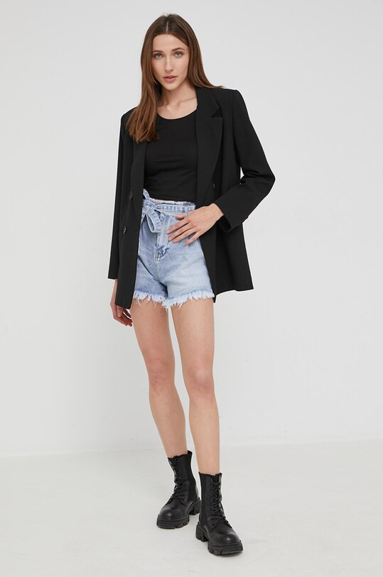Answear Lab X limited festival collection BE BRAVE pantaloni scurti jeans D60.8.W albastru WW22
