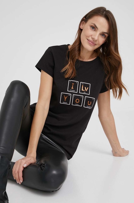 Answear Lab t-shirt z elastanem czarny 18116.8.DA
