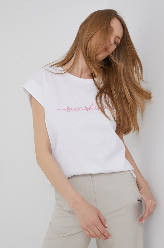 Answear Lab t-shirt bawełniany biały OOTD0995.W