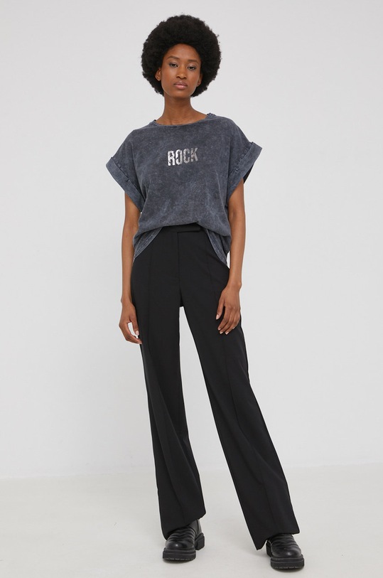 Bavlnené tričko Answear.LAB OTK1438.1W sivá WW22