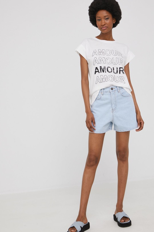 Bavlněné tričko Answear.LAB FFF13620.W bílá WW22