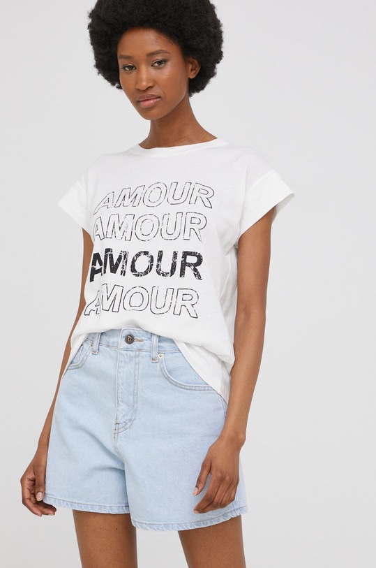 Bavlněné tričko Answear.LAB bílá FFF13620.W