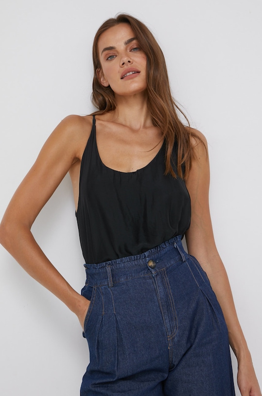 Answear Lab top de mătase uni negru 3992.2W