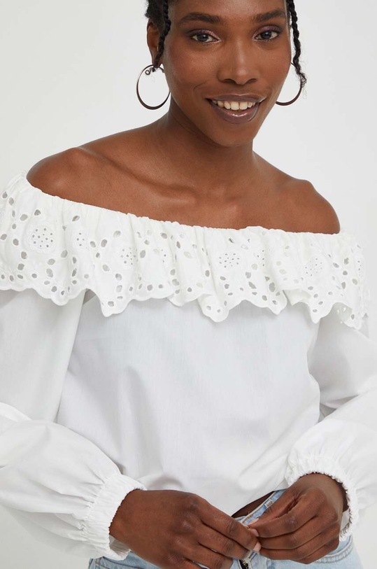 Answear Lab bluzka bawełniana X kolekcja limitowana BE SHERO bawełna biały SNG18.1.JS