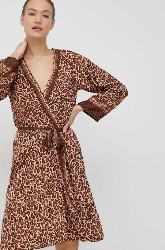 Answear Lab szlafrok jedwabny brązowy MI08.3WK