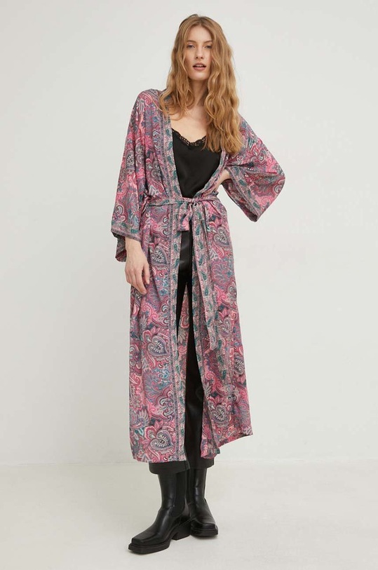 Hedvábný župan Answear.LAB KI01.6WK růžová WW23