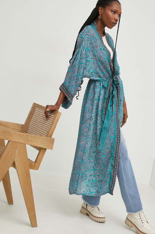 Answear Lab kimono jedwabne SN01.WK turkusowy WW23