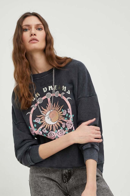 βαμβακερή μπλούζα Answear.LAB γκρί 0007.W