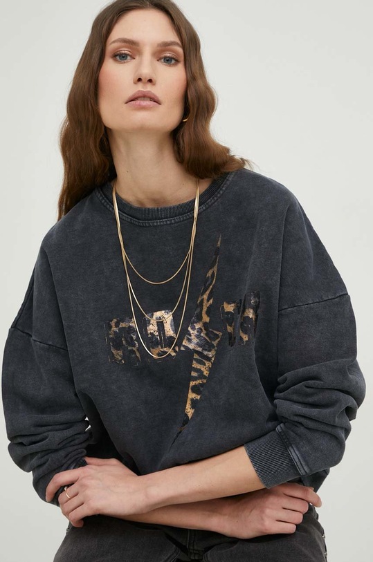 Answear Lab bluza bawełniana nadruk szary 10061.w