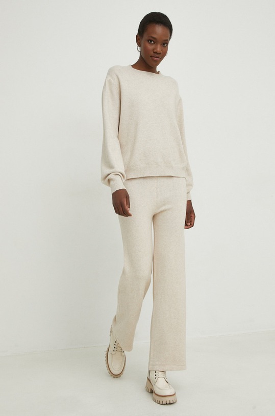 Answear Lab komplet sweter i spodnie dzianina beżowy ac19021.w