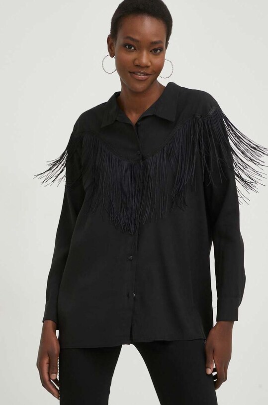 Answear Lab koszula X kolekcja limitowana SISTERHOOD klasyczny czarny SNG5js