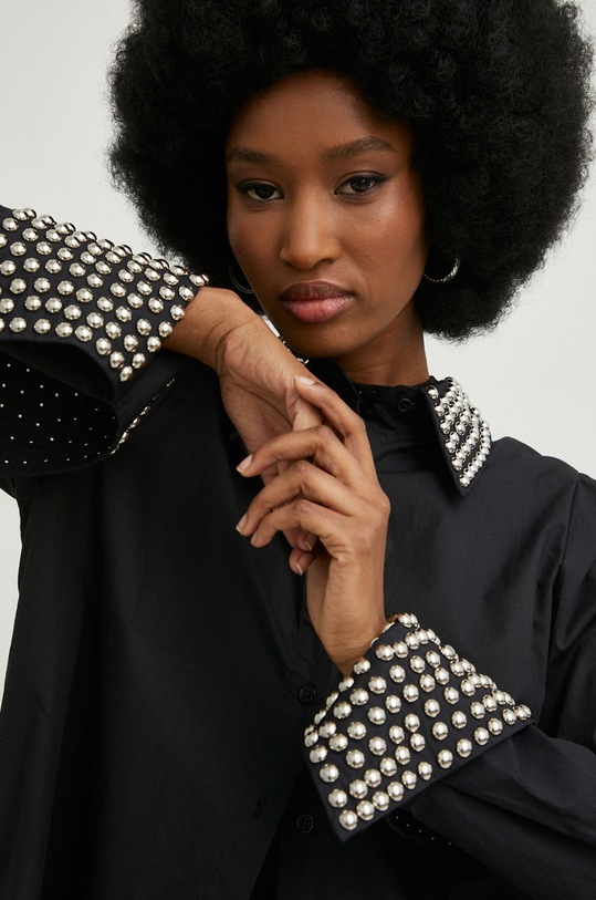 Answear Lab cămașă din bumbac lung negru jfs12638.w