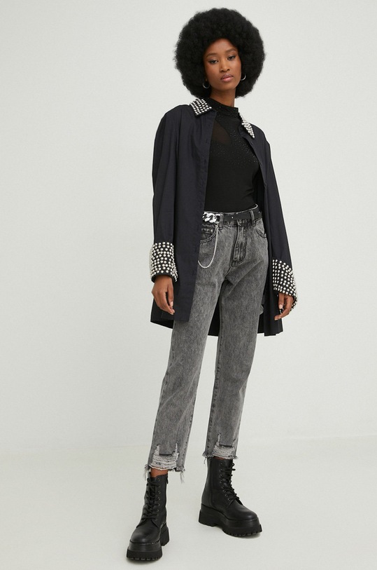 Answear Lab cămașă din bumbac jfs12638.w negru WW23