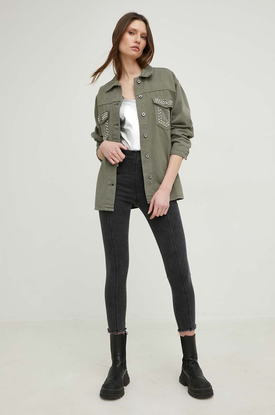 Answear Lab cămașă din denim 1258.1KK verde WW23