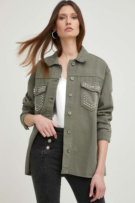 Answear Lab cămașă din denim verde 1258.1KK